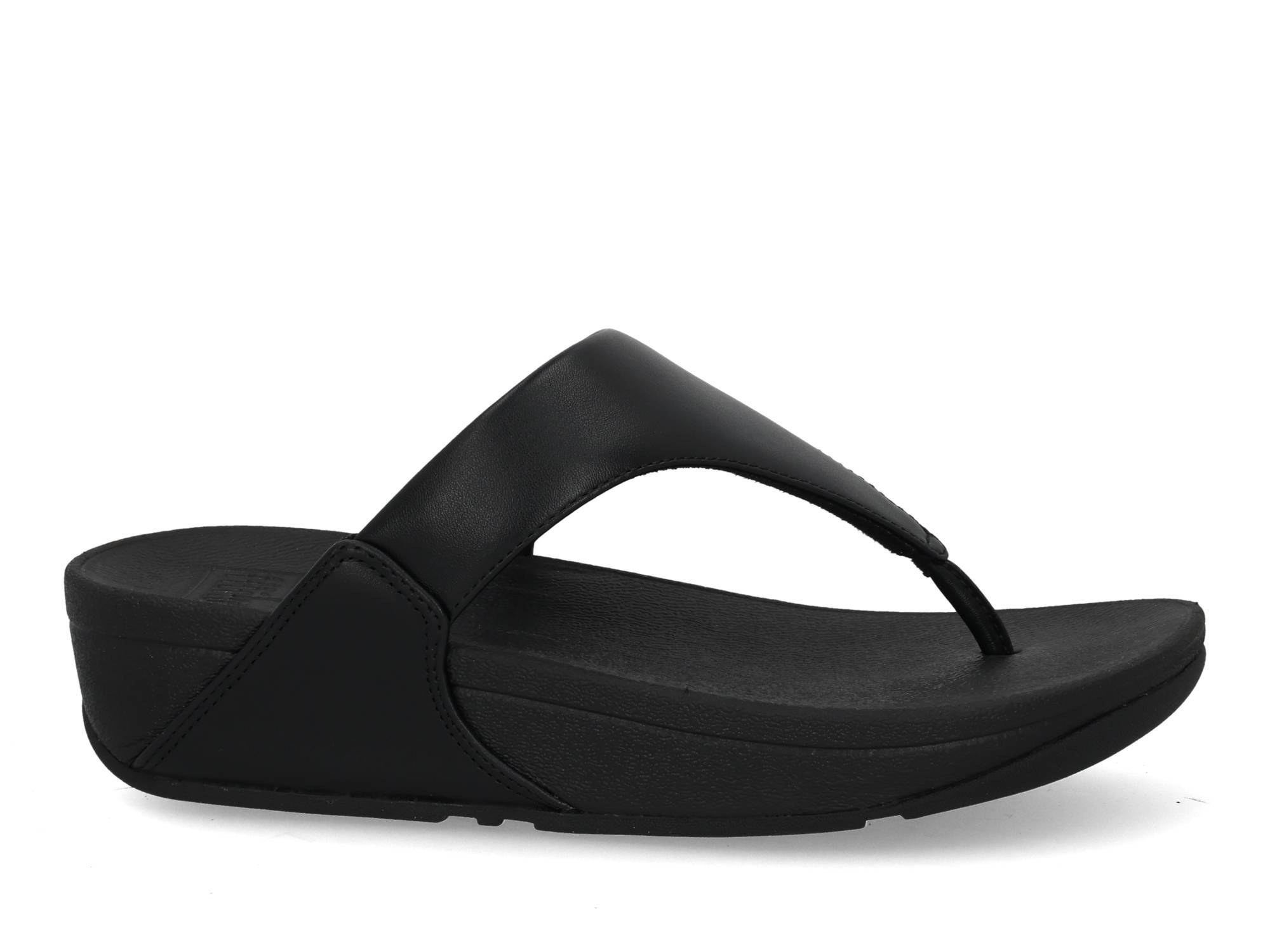 Fit Flop LuLu leather toepost 001 black Zwart