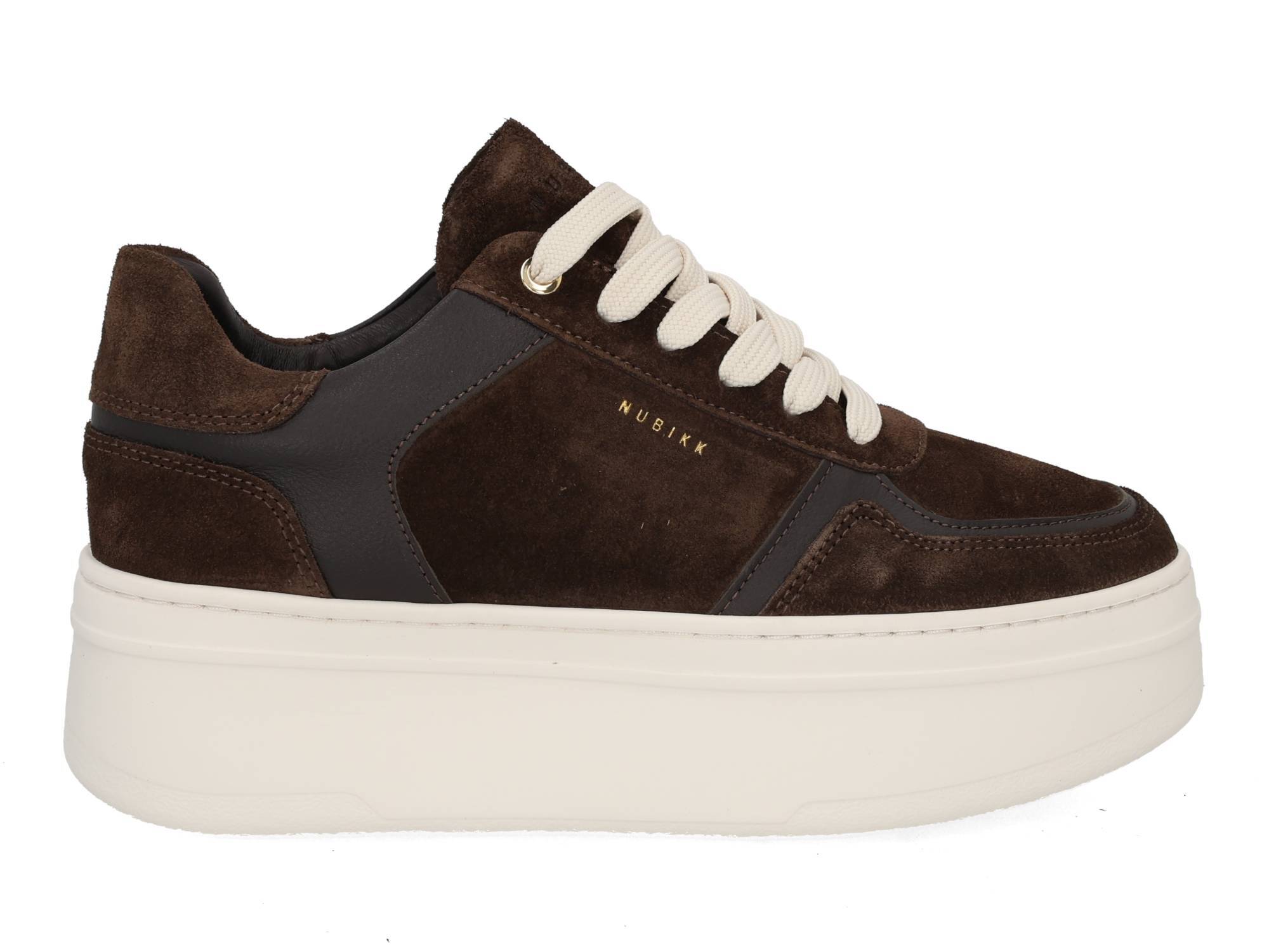 Nubikk Bayou platform dk brown combi Bruin 